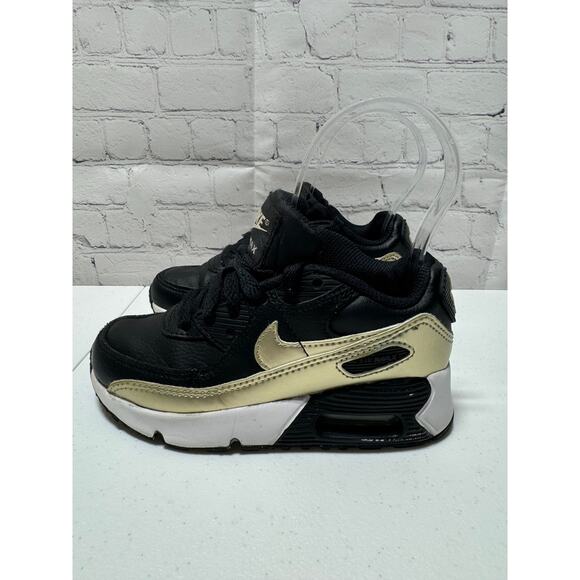 Toddler Nike Air Max 90 LTR sneakers size 11c black and gold - Picture 1 of 11